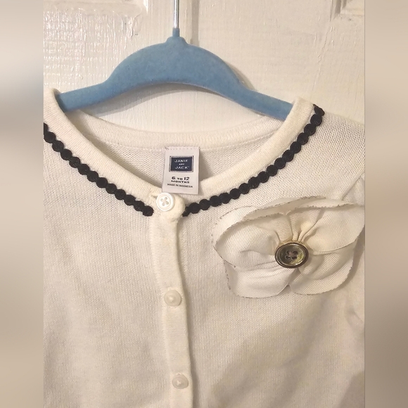 Baby Girl Janie and Jack  White Cardigan With Floral Detail Size 6-12M - Picture 3 of 3